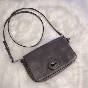 Coach Brown Leather Classic Turnlock Crossbody Bag